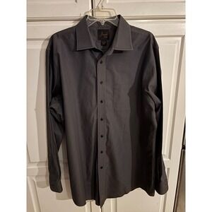 Joseph A Bank Mens Charcoal Pinstripe Dress Shirt 17.5 36 Cotton‎ Long Sleeve
